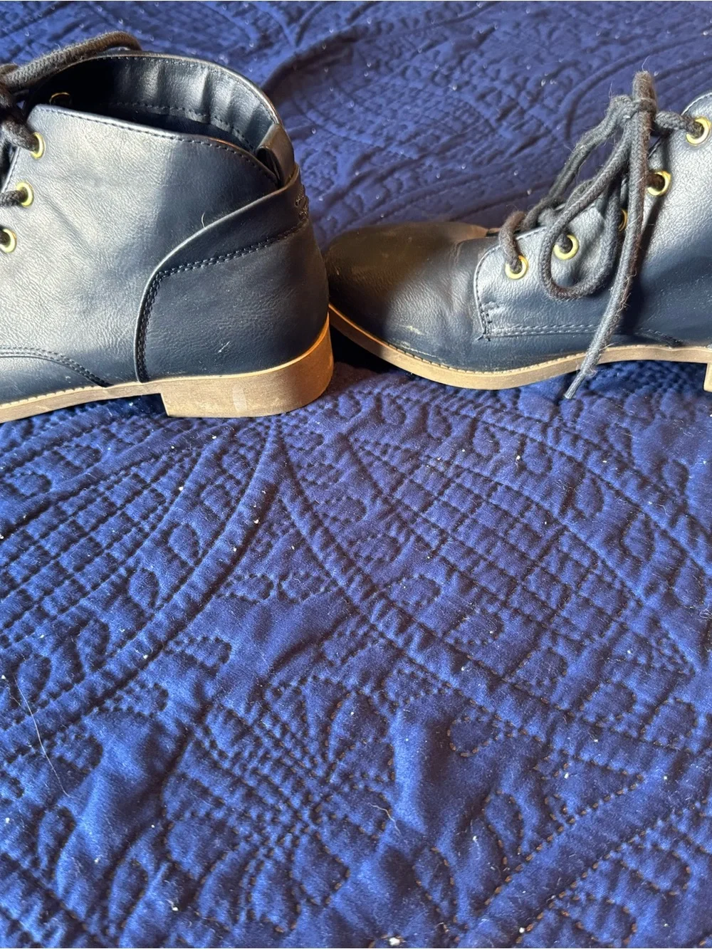 Womans Blue Lace-Up Ankle Boots
